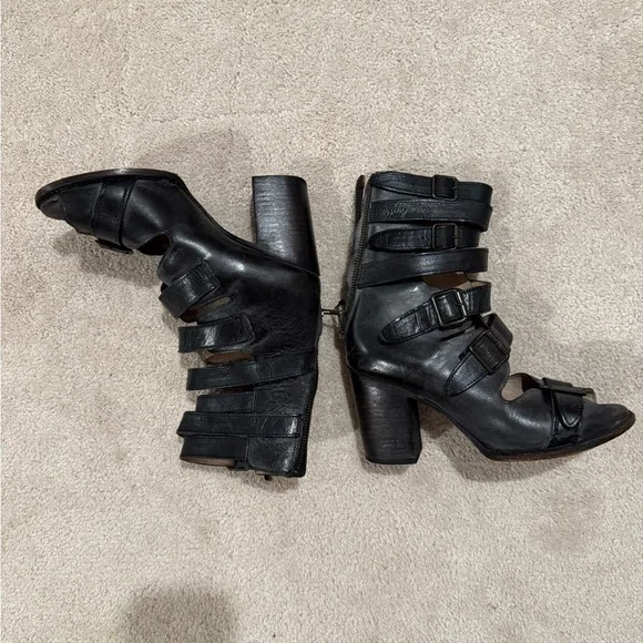 Freebird Bond by Steven Black Buckle Up Boots 10 Leather Whitewash - Picture 5 of 7